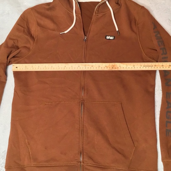 Men’s American Eagle Brown Tan Zip Up Sweatshirt Hoodie Size MT(Medium Tall) - Picture 10 of 11